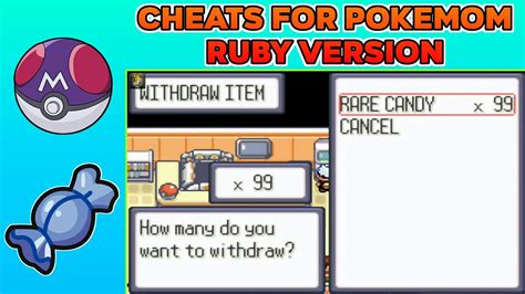 pokemon ruby cheats rare candy